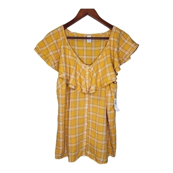OLD Navy Linen Blend Ruffled Tank Top. Yellow, Ladies Size 1X - Picture 1 of 9